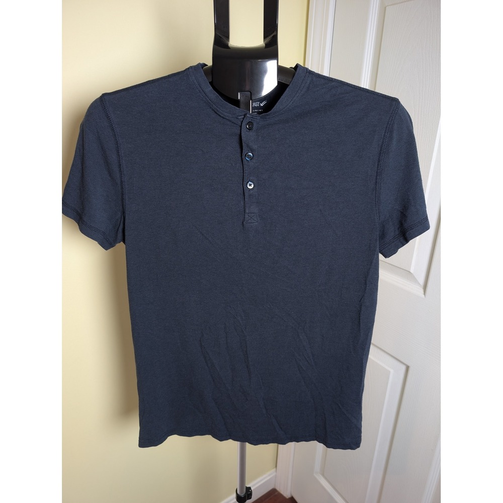 William Rast Henley Men Small Gray Pima Cotton Modal Short Sleeve Shirt